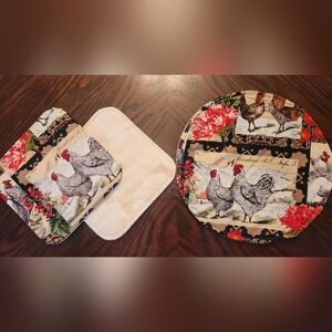 Handmade reversible Barn Themed Hotpad & 2 Potholders set.